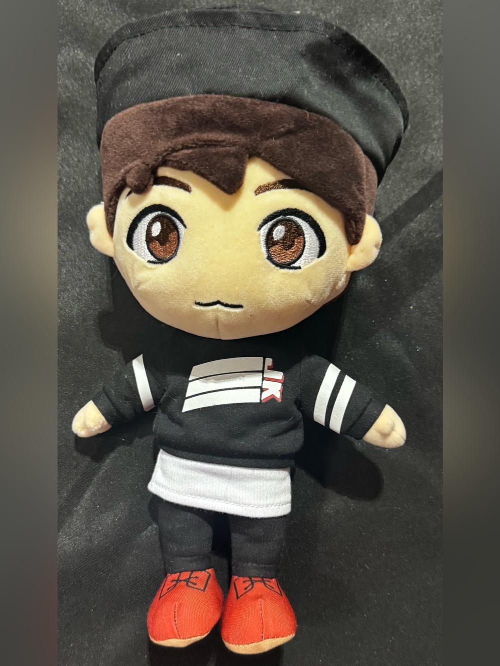 BTS- Jung Kook Plush Doll in Black Varsity Jacket with Red Shoes